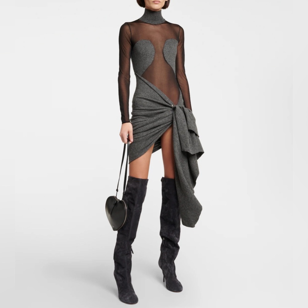 ALAÏA
Mesh and wool draped minidress size 36